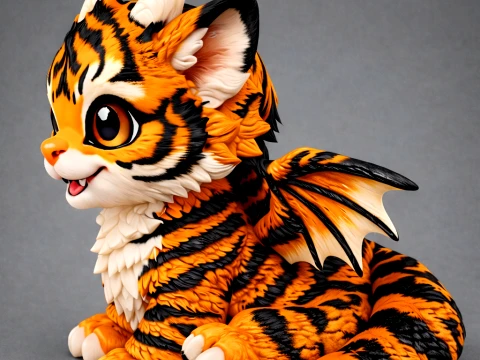 Cute Baby Tiger Dragon 3D Model