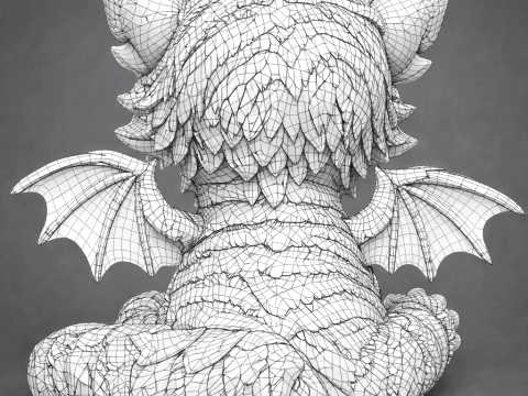 Cute Baby Tiger Dragon 3D Model