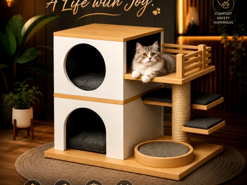 Modern Cat Tree House 3D Model