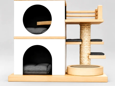 Modern Cat Tree House 3D Model
