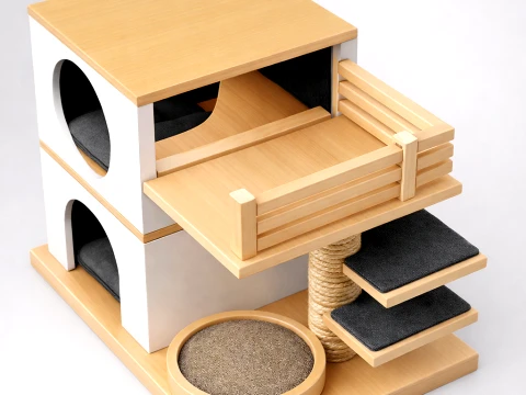 Modern Cat Tree House 3D Model