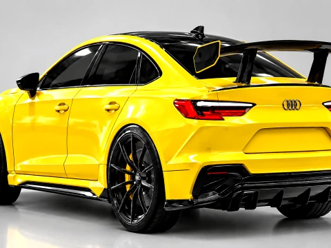 Yellow Sports Racing Sedan 3D Model