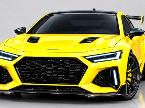 Yellow Sports Racing Sedan 3D Model