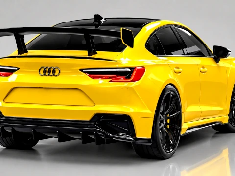 Yellow Sports Racing Sedan 3D Model