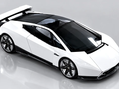 Tesla Roadster Sports Car White Futuristic Supercar 3D Model