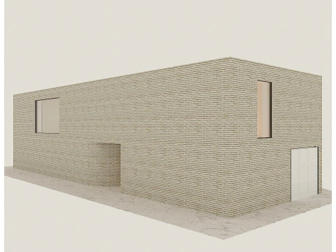 Modern van een huis met een glazen gevel 3D Model