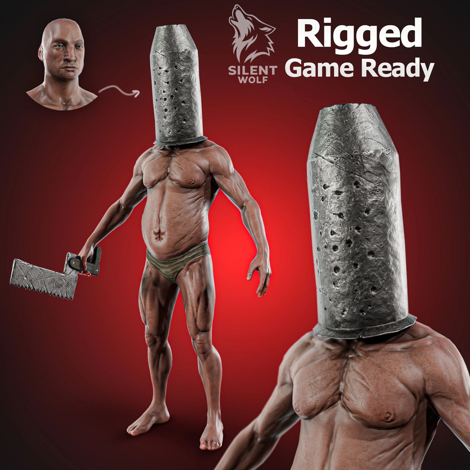 The Silent Executioner-Rigged-Animated Game Ready for Unity Unreal 3D Model .c4d .max .obj .3ds .fbx .stl .blend 