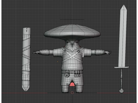 Warrior mushroom rigged game ready 3D Model