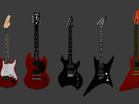 Gitar listrik Model 3D
