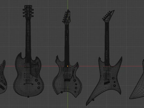 Gitar listrik Model 3D