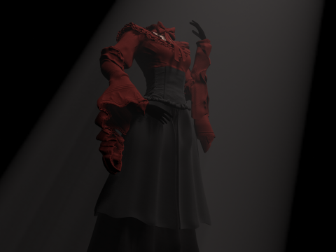 빅토리아 스타일 드레스 3D 모델