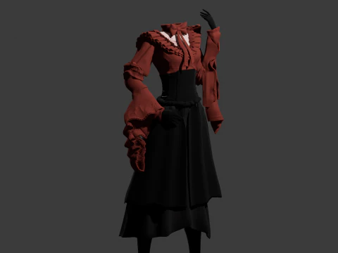 Victorian style dress 3D Model