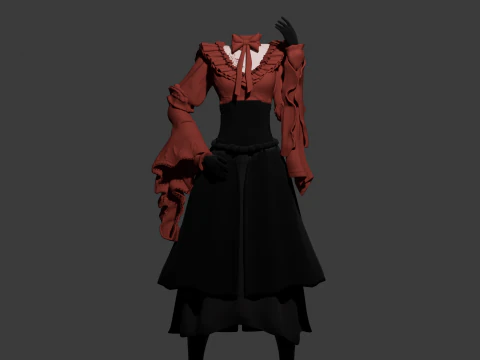 Victorian style dress 3D Model