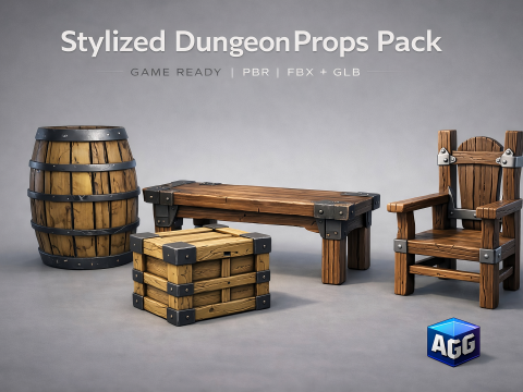 风格化地下城道具包模型 FBX GLB 3D 模型