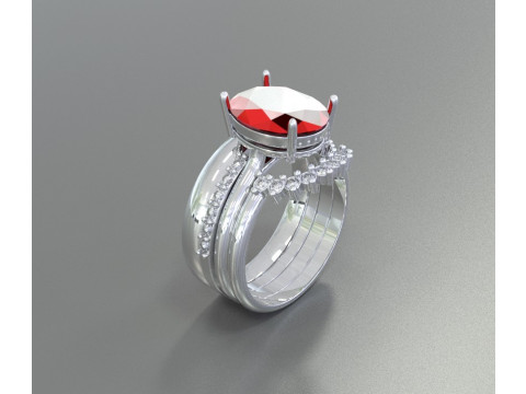 4 yüzük tek bir yüzükte toplandı 3D Baskı Modeli