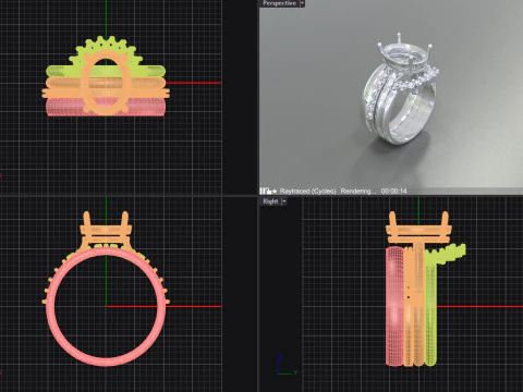 4 rings collected into one 3D Print Model