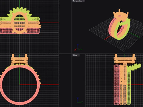 4 rings collected into one 3D Print Model