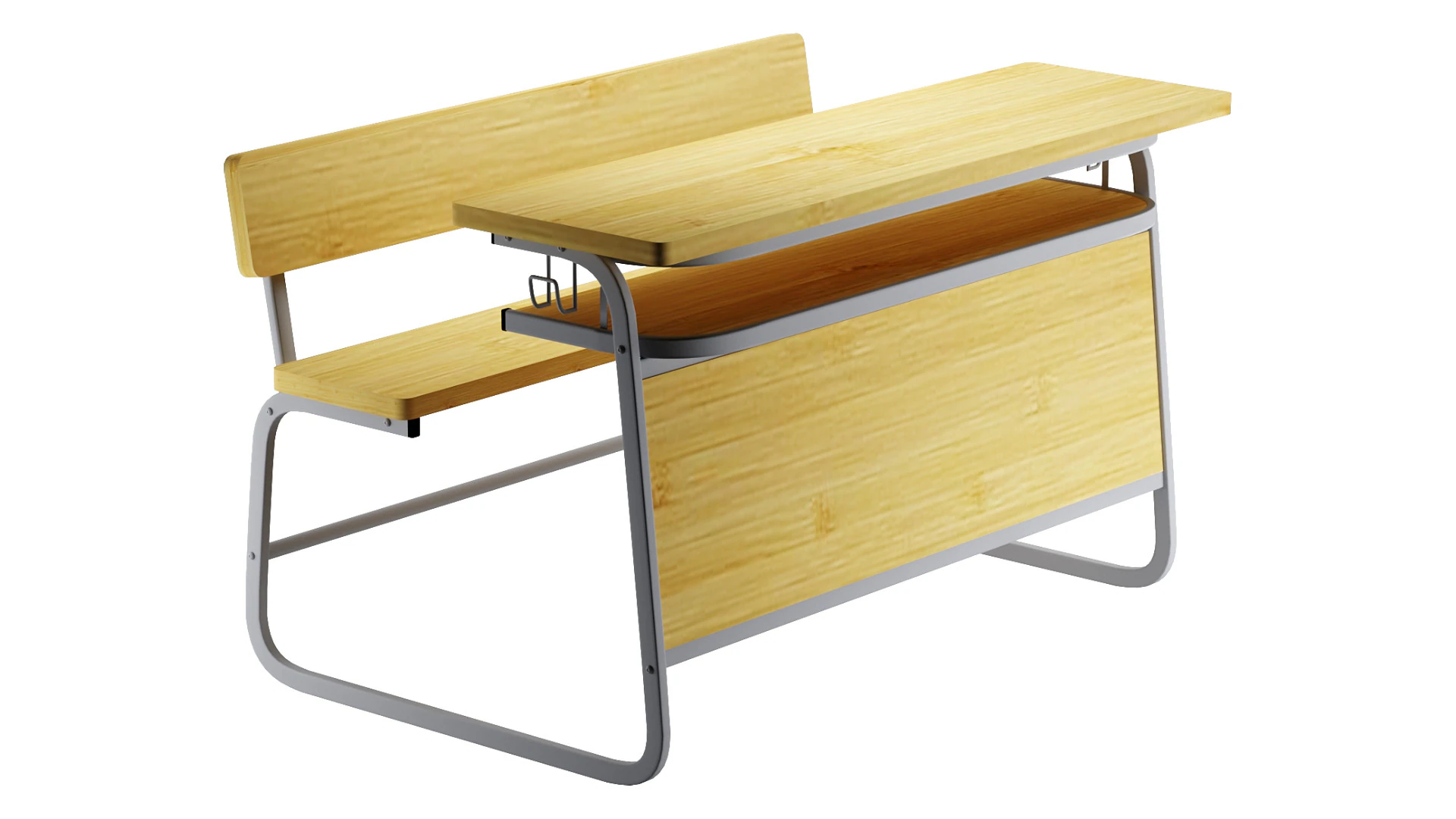 WK22 One piece long desk and chair 3D Model .c4d .max .obj .3ds .fbx .stl .blend 