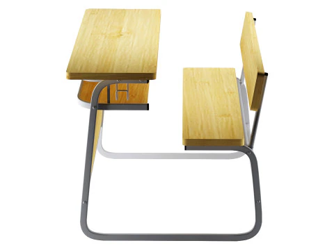 WK22 One piece long desk and chair 3D Model