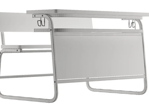 WK22 One piece long desk and chair 3D Model