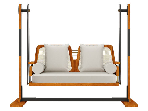 शाश्वत 2 सीटर शीशम लकड़ी केन स्विंग चेयर 3D मॉडल