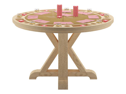 Meja Poker Lipat Pemain Furnitur Steve Silver Model 3D