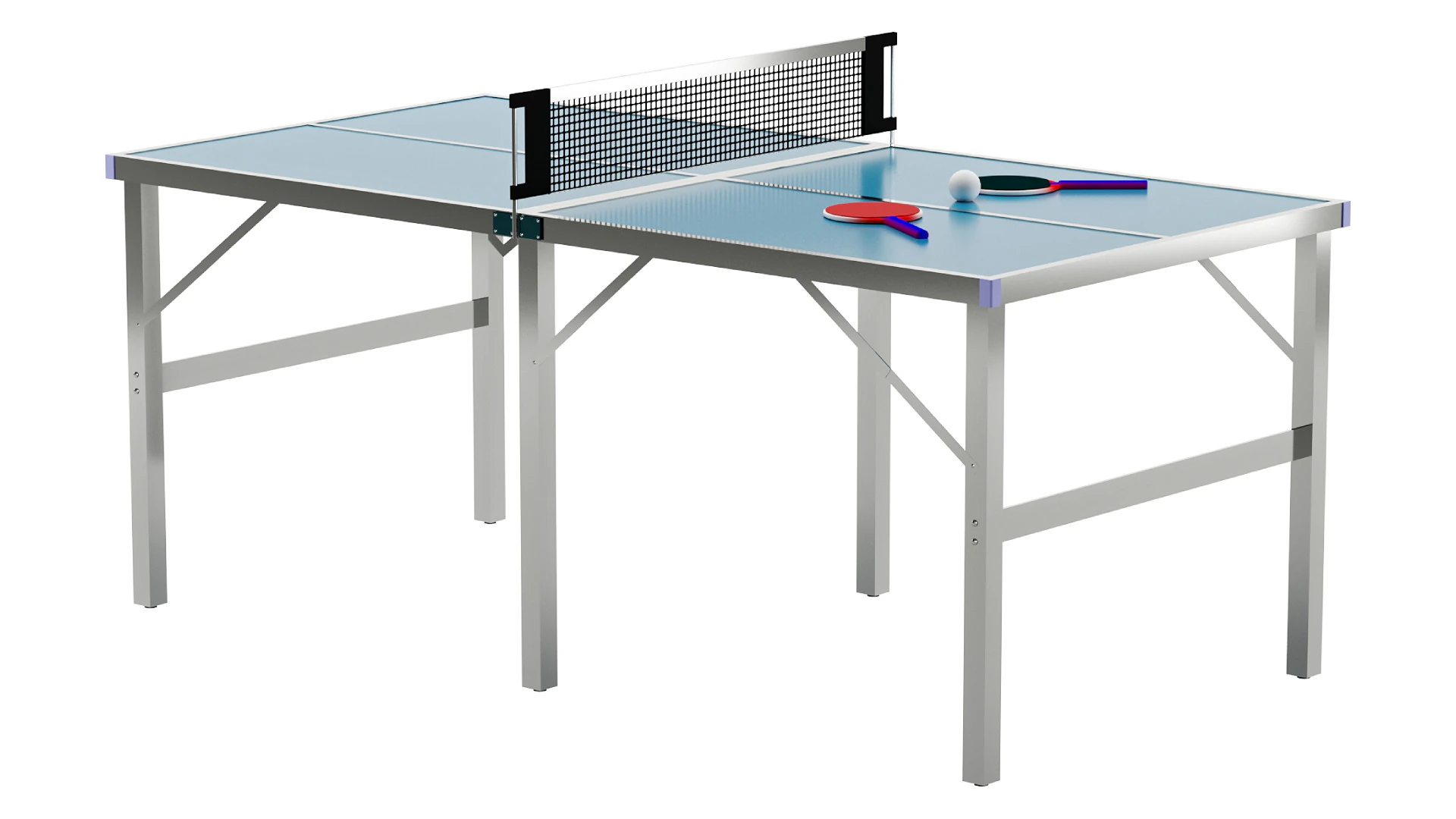 Foldable IndoorOutdoor Table Tennis Table with Paddles and Balls 3D Model .c4d .max .obj .3ds .fbx .stl .blend