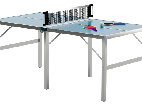 Складаний стіл для настільного тенісу в приміщенні та на відкритому повітрі з лопатками та м&rsquo;ячами 3D Модель