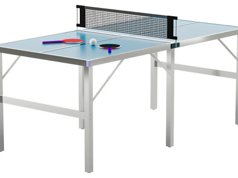 Foldable IndoorOutdoor Table Tennis Table with Paddles and Balls 3D Model