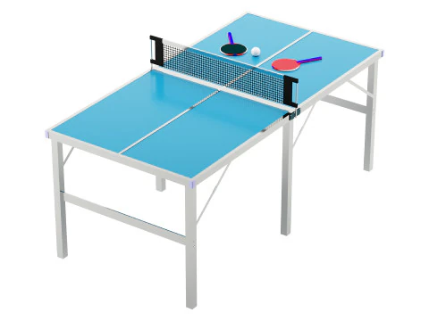 Foldable IndoorOutdoor Table Tennis Table with Paddles and Balls 3D Model