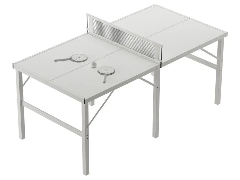 Foldable IndoorOutdoor Table Tennis Table with Paddles and Balls 3D Model