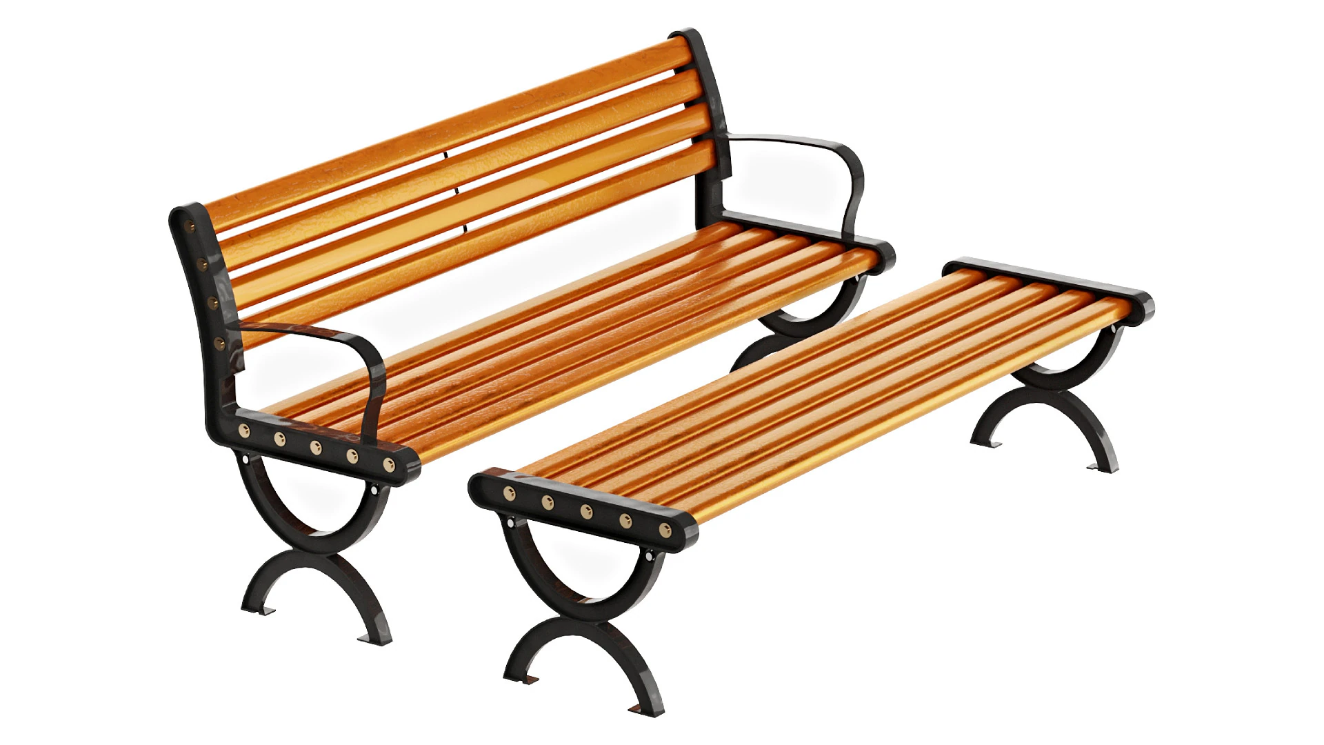 Simple Outdoor Bench with Tan Seating 3D Model .c4d .max .obj .3ds .fbx .stl .blend 