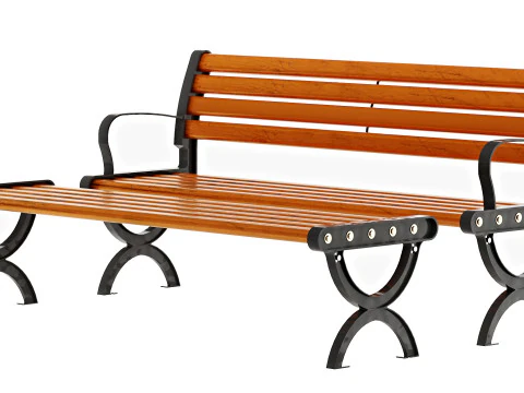 Simple Outdoor Bench with Tan Seating 3D Model