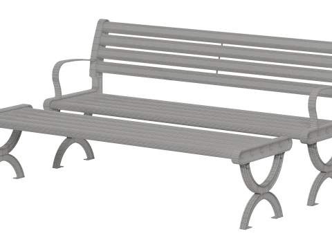 Simple Outdoor Bench with Tan Seating 3D Model