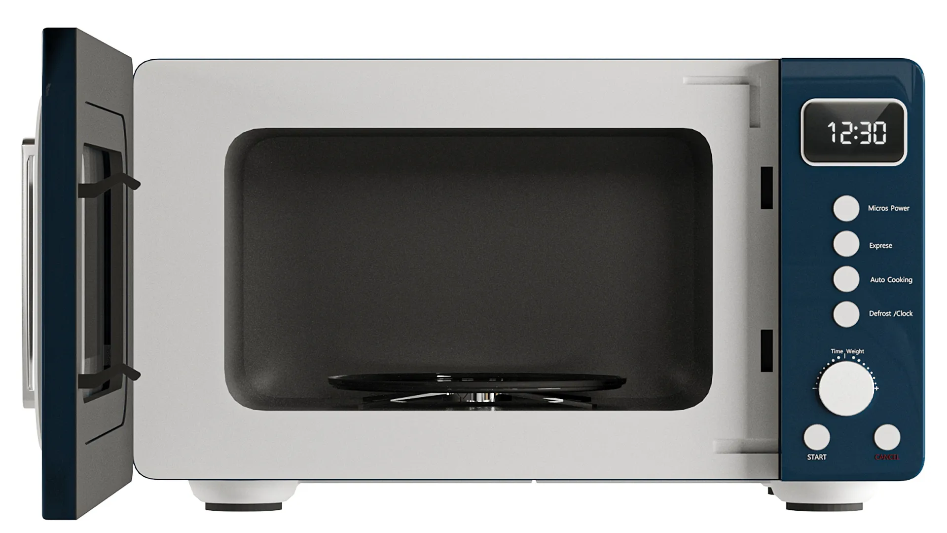 Silver Countertop Microwave 3D Model .c4d .max .obj .3ds .fbx .stl .blend 