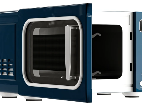 Silver Countertop Microwave 3D Model