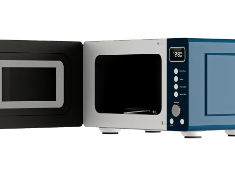 Silver Countertop Microwave 3D Model
