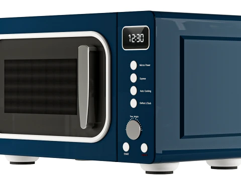 Silver Countertop Microwave 3D Model