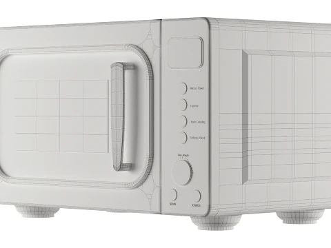 Silver Countertop Microwave 3D Model