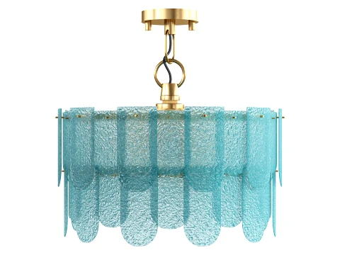 Aaron 19 5-Light Tiered Sapphire Blue Hammered Glass Chandelier 3D Model