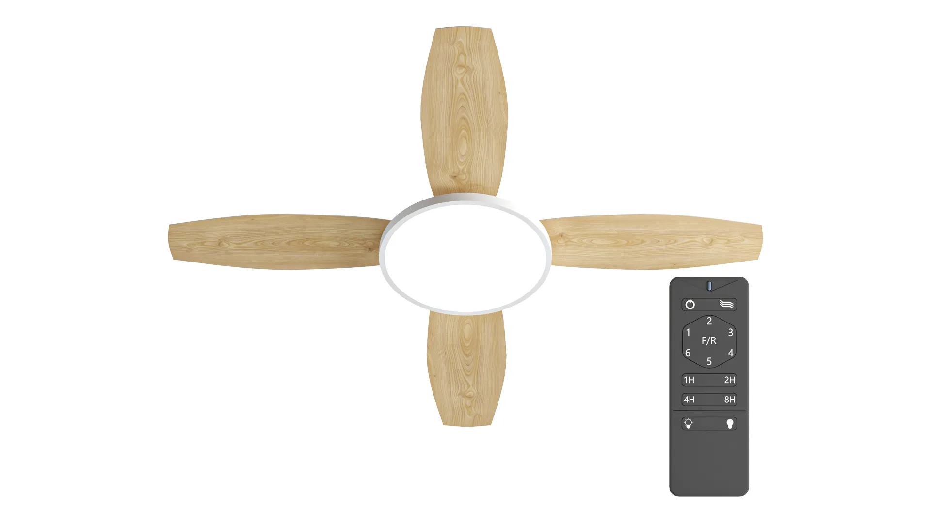 Flush Mount Ceiling Fan with LED Light and Remote 3D Model .c4d .max .obj .3ds .fbx .stl .blend