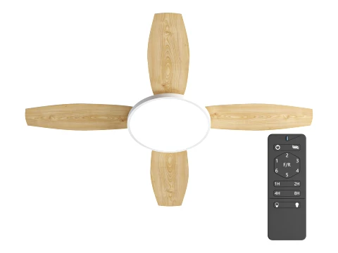 Flush Mount Ceiling Fan with LED Light and Remote Model 3D