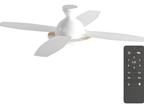 Flush Mount Ceiling Fan with LED Light and Remote 3D Model