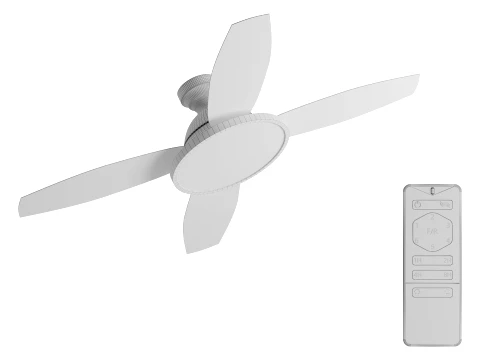 Flush Mount Ceiling Fan with LED Light and Remote 3D Model
