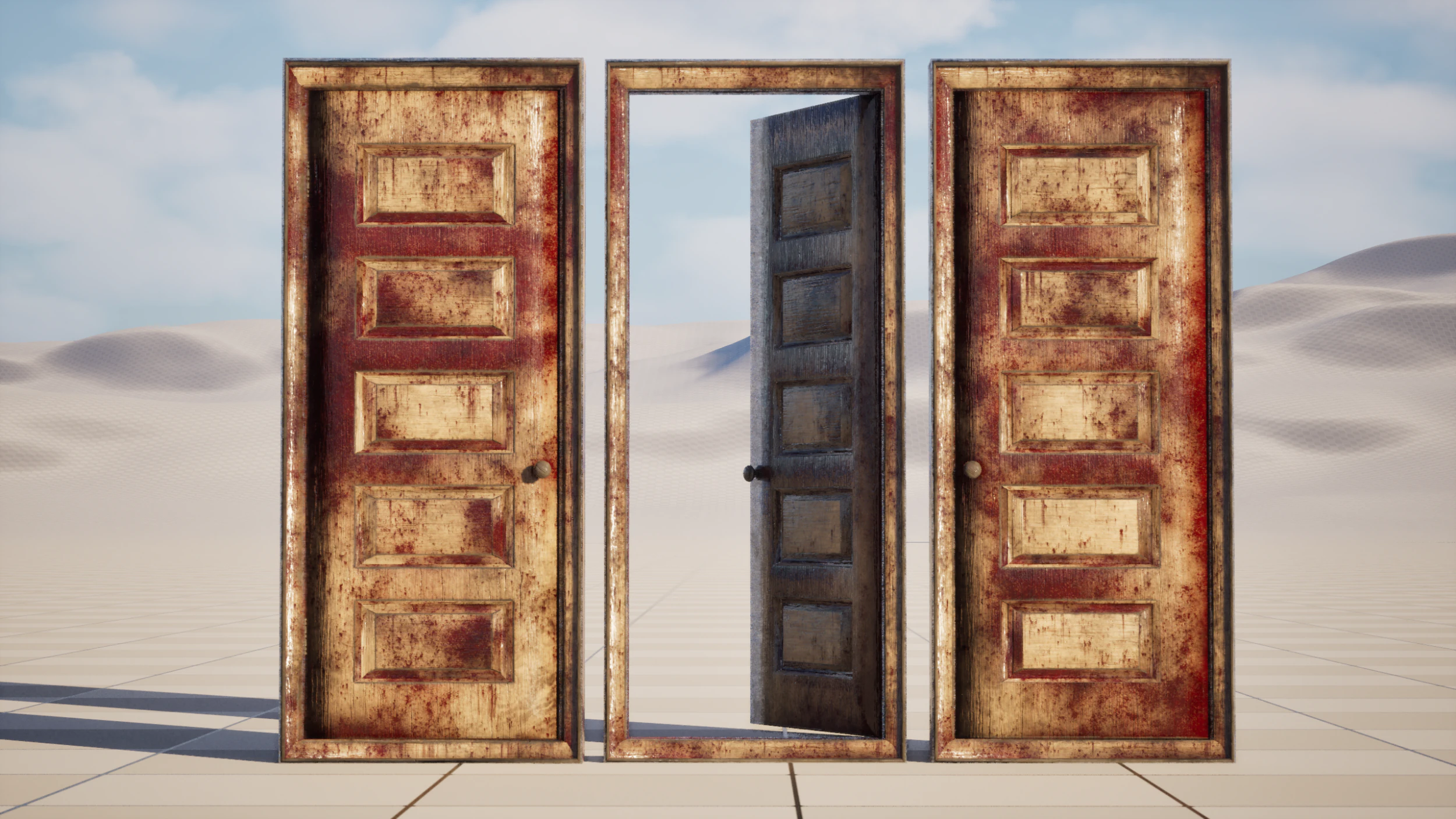 Horror Door LOW POLY 3D Model .c4d .max .obj .3ds .fbx .stl .blend 