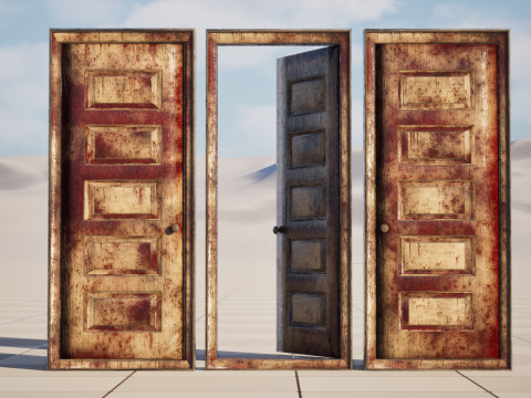 Horror Door LOW POLY 3D Model