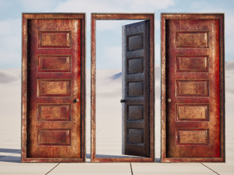 Horror Door LOW POLY 3D Model