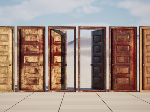 Horror Door LOW POLY 3D Model