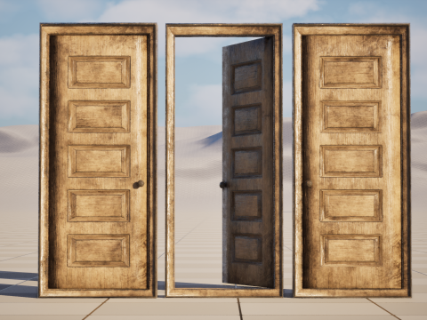 Horror Door LOW POLY 3D Model