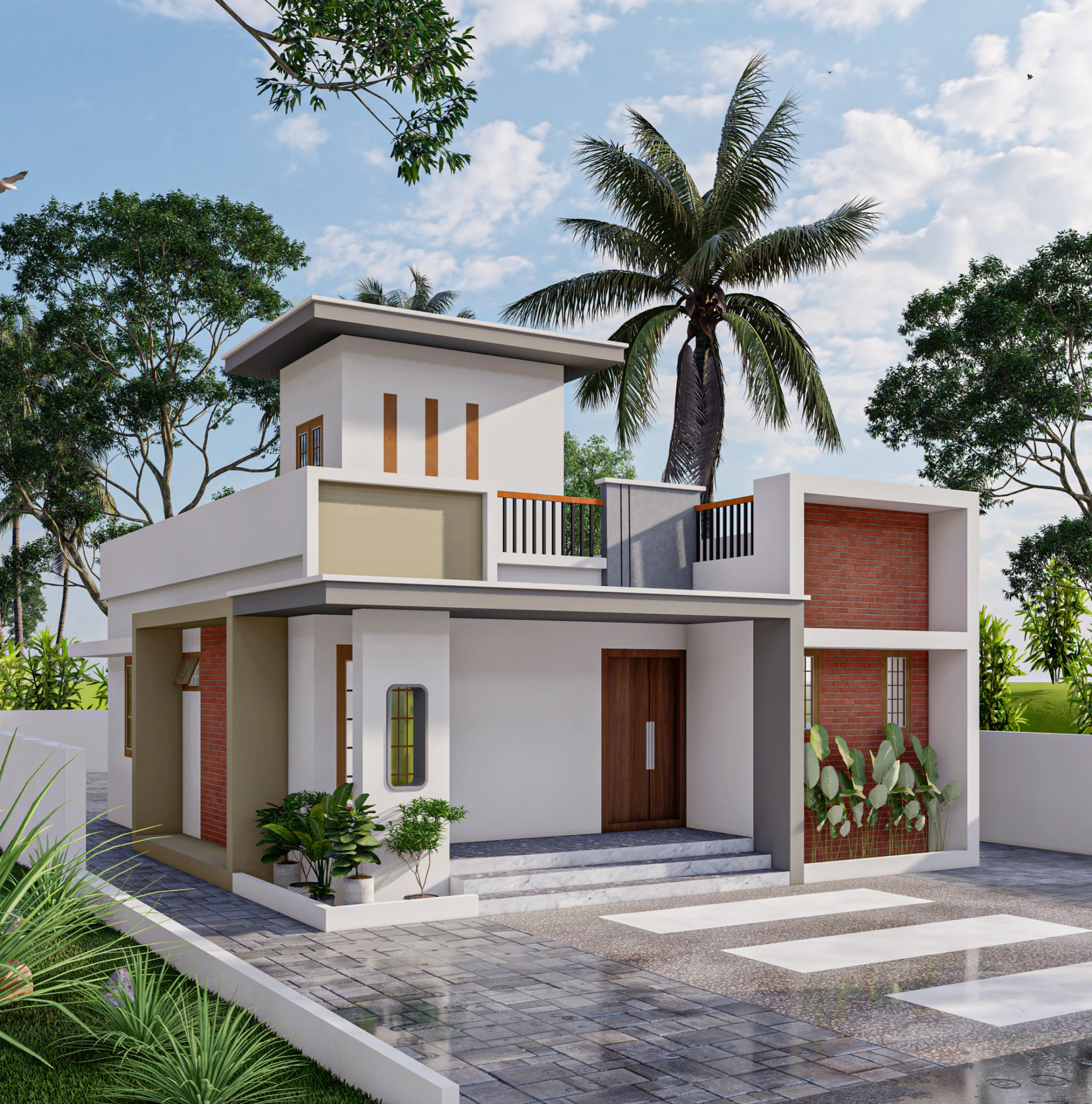 Modern House Exterior SketchUp Model with Renders 3D Model .c4d .max .obj .3ds .fbx .stl .blend 
